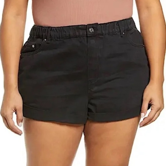 NWT ASOS Design Curve Plus Pull On Denim Mom Shorts Black - Picture 1 of 7
